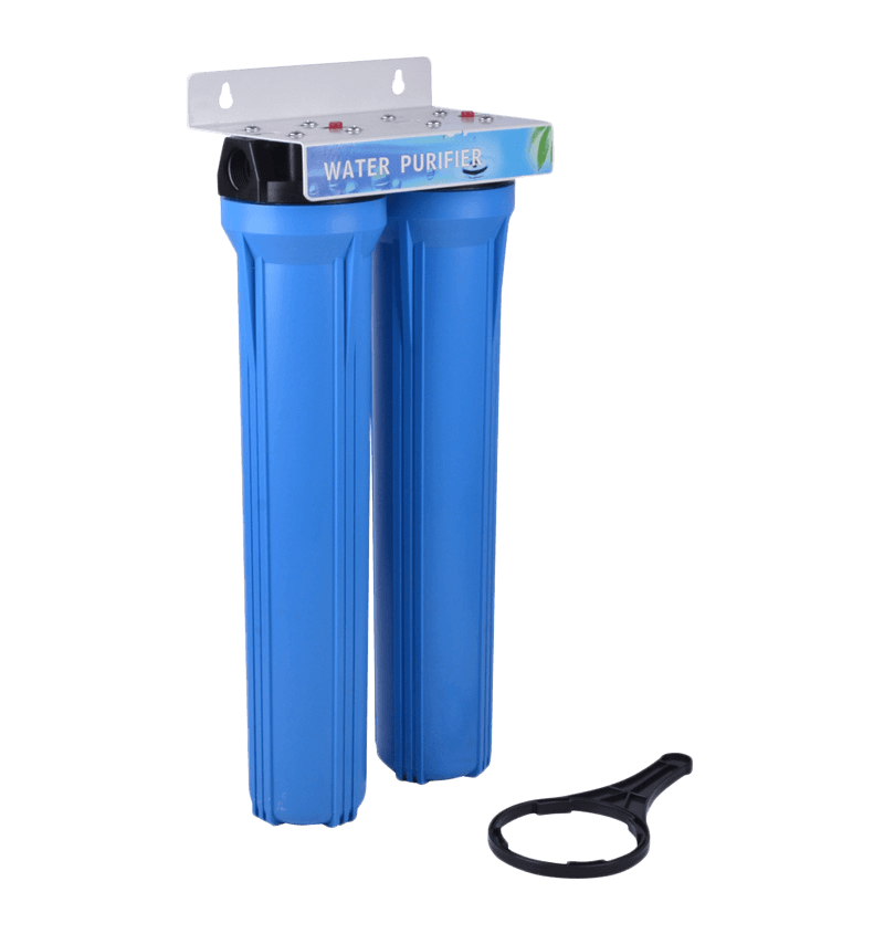detail of purificador de água com caixa de filtro azul grande H-BK02